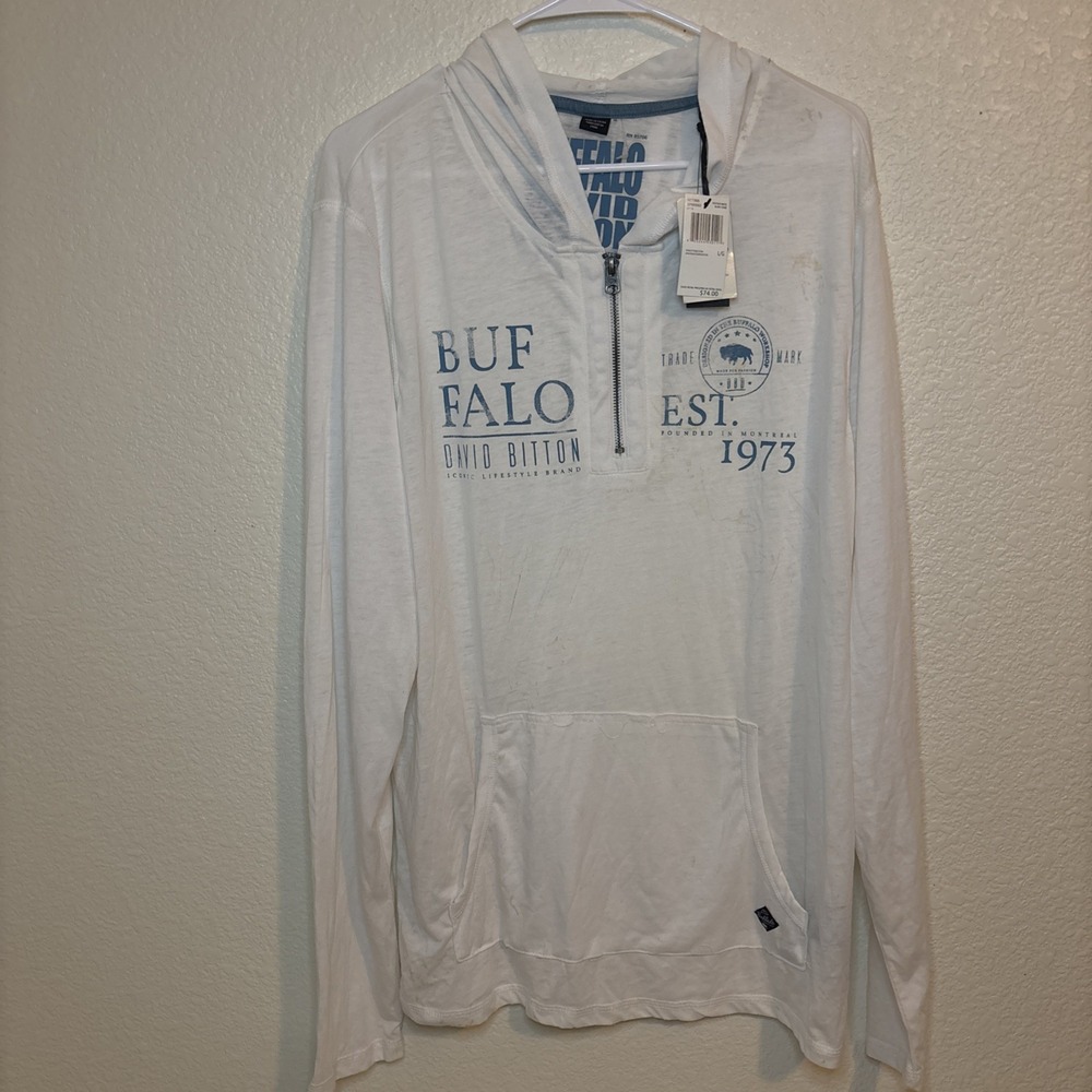 Buffalo David Bitton Men's Size L‎ white hoodie NWT